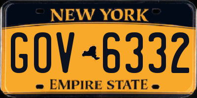 NY license plate GOV6332