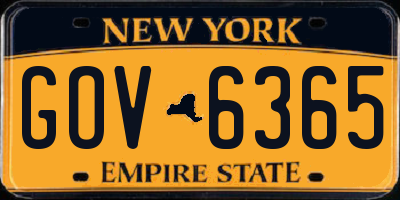 NY license plate GOV6365