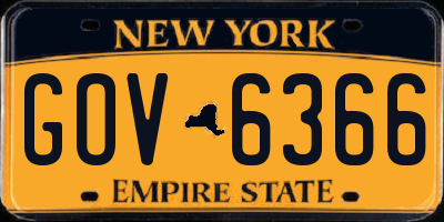 NY license plate GOV6366