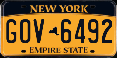 NY license plate GOV6492