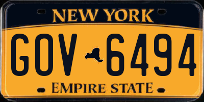 NY license plate GOV6494