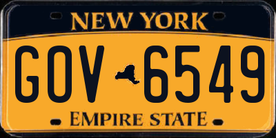 NY license plate GOV6549