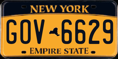 NY license plate GOV6629