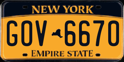 NY license plate GOV6670