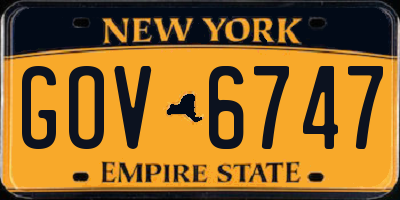 NY license plate GOV6747