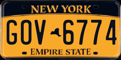 NY license plate GOV6774