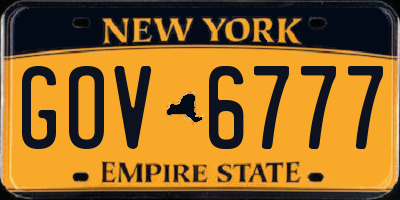 NY license plate GOV6777