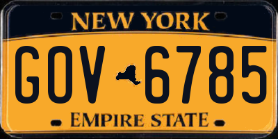 NY license plate GOV6785