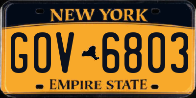 NY license plate GOV6803