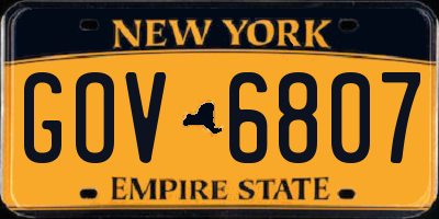 NY license plate GOV6807