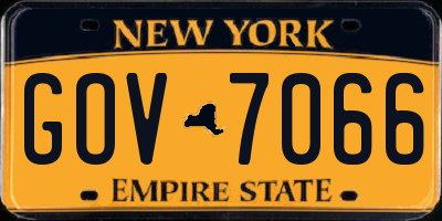 NY license plate GOV7066
