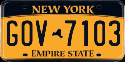 NY license plate GOV7103