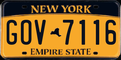 NY license plate GOV7116