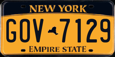 NY license plate GOV7129