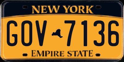 NY license plate GOV7136