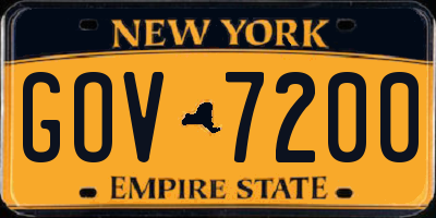 NY license plate GOV7200