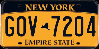 NY license plate GOV7204