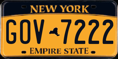 NY license plate GOV7222