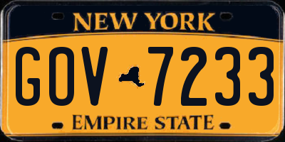 NY license plate GOV7233