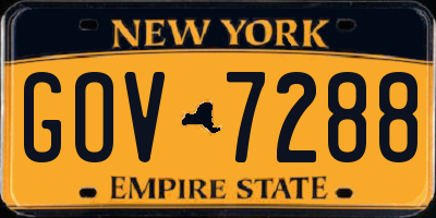NY license plate GOV7288