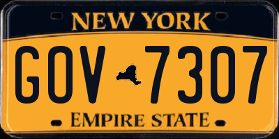 NY license plate GOV7307