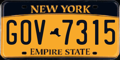 NY license plate GOV7315