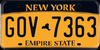 NY license plate GOV7363