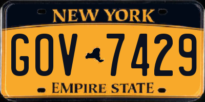 NY license plate GOV7429