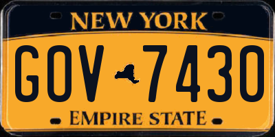 NY license plate GOV7430
