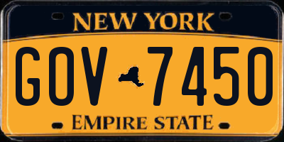 NY license plate GOV7450