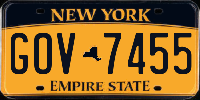 NY license plate GOV7455