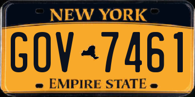 NY license plate GOV7461