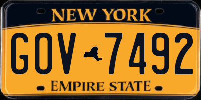 NY license plate GOV7492