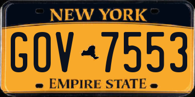 NY license plate GOV7553