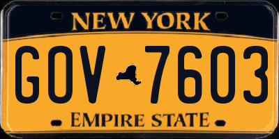 NY license plate GOV7603