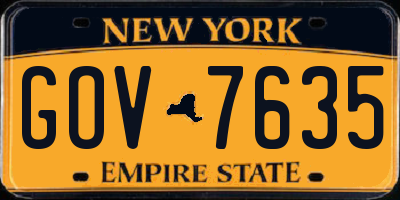 NY license plate GOV7635