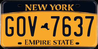 NY license plate GOV7637