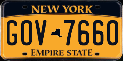 NY license plate GOV7660