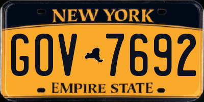 NY license plate GOV7692