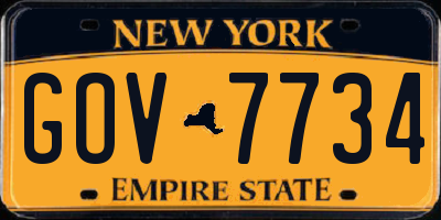 NY license plate GOV7734