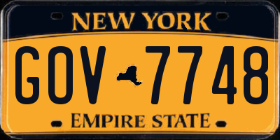 NY license plate GOV7748