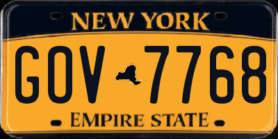 NY license plate GOV7768