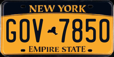 NY license plate GOV7850
