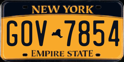 NY license plate GOV7854