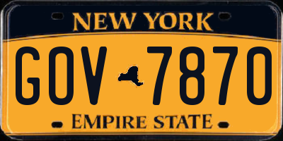 NY license plate GOV7870