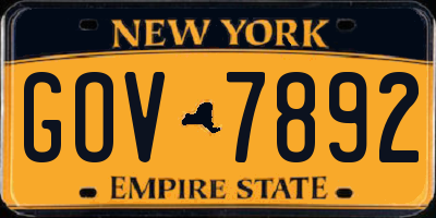 NY license plate GOV7892