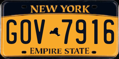 NY license plate GOV7916