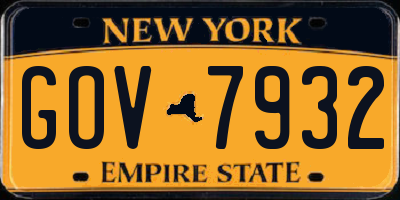 NY license plate GOV7932