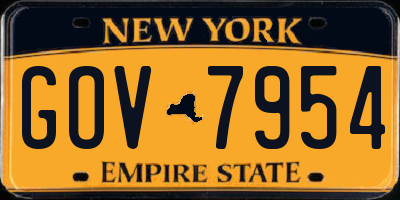 NY license plate GOV7954