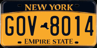 NY license plate GOV8014